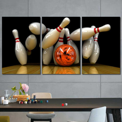 Bowling Pins Strike Framed Canvas Home Decor Wall Art Multiple Choices 1 3 4 5 Panels