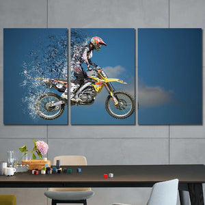 Dirt Bike Racing Motocross Framed Canvas Home Decor Wall Art Multiple Choices 1 3 4 5 Panels