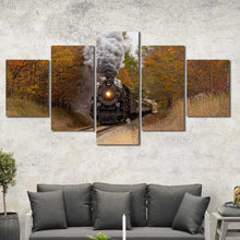 Locomotive Train Fall Leaves Framed Canvas Home Decor Wall Art Multiple Choices 1 3 4 5 Panels