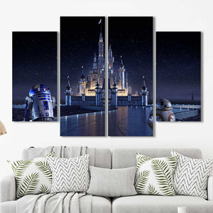 Disney Castle R2D2 BB8 Star Wars Framed Canvas Home Decor Wall Art Multiple Choices 1 3 4 5 Panels