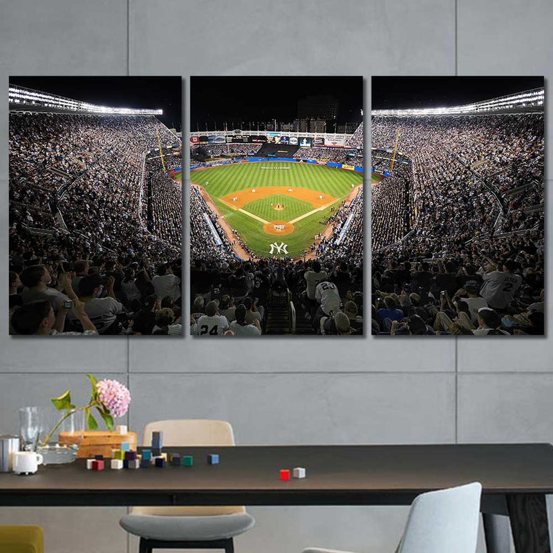 New York Yankees Black and White MDF Block Wall Art