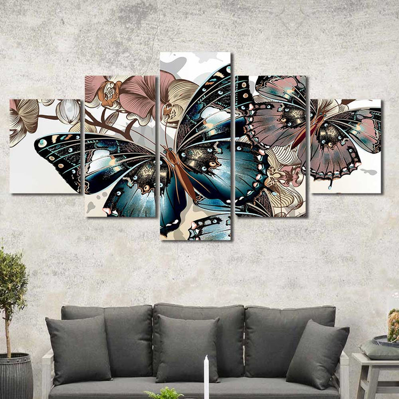 Abstract Butterfly Canvas Paintings Posters and Print Wall Art-Unframe –  Dablew11