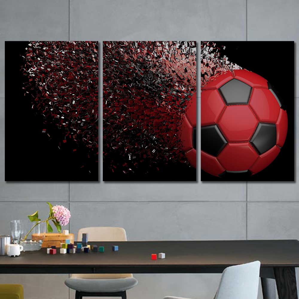 Soccer Ball Abstract Futbol Framed Canvas Home Decor Wall Art Multiple Choices 1 3 4 5 Panels