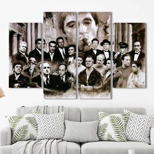 Gangsters Mob Mafia Montage Scarface Framed Canvas Home Decor Wall Art Multiple Choices 1 3 4 5 Panels