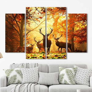 Deer Buck Sun Forest Hunting Framed Canvas Home Decor Wall Art Multiple Choices 1 3 4 5 Panels