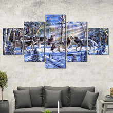 Pack of Wolves Wolf Framed Canvas Home Decor Wall Art Multiple Choices 1 3 4 5 Panels