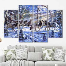 Pack of Wolves Wolf Framed Canvas Home Decor Wall Art Multiple Choices 1 3 4 5 Panels