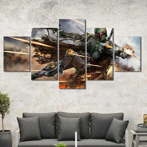 Boba Fett Star Wars Action Framed Canvas Home Decor Wall Art Multiple Choices 1 3 4 5 Panels