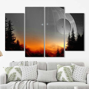 Star Wars Death Star Sunset Framed Canvas Home Decor Wall Art Multiple Choices 1 3 4 5 Panels