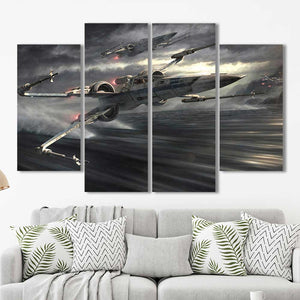 X-Wing Over Water Star Wars Framed Canvas Home Decor Wall Art Multiple Choices 1 3 4 5 Panels