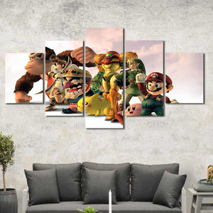 Nintendo Characters Mario Zelda Kong Framed Canvas Home Decor Wall Art Multiple Choices 1 3 4 5 Panels