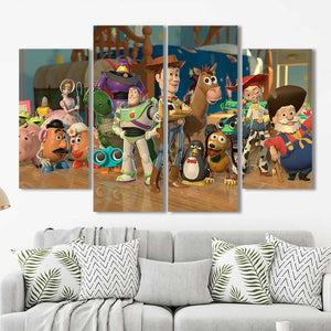 Toy Story Woody Buzz Lightyear Kids Room Framed Canvas Home Decor Wall Art Multiple Choices 1 3 4 5 Panels