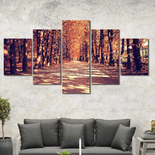 Fall Leaves Autumn Drive Road Framed Canvas Home Decor Wall Art Multiple Choices 1 3 4 5 Panels