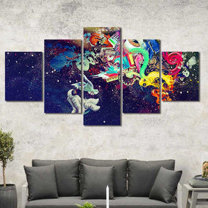 Abstract Space Astronaut Framed Canvas Home Decor Wall Art Multiple Choices 1 3 4 5 Panels