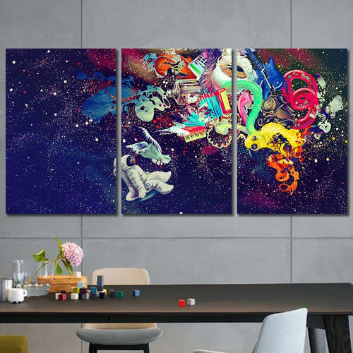 Abstract Space Astronaut Framed Canvas Home Decor Wall Art Multiple Choices 1 3 4 5 Panels