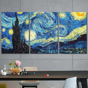 Starry Night Abstract Framed Canvas Home Decor Wall Art Multiple Choices 1 3 4 5 Panels
