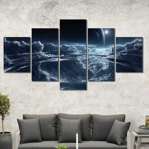 Planets Space Clouds Framed Canvas Home Decor Wall Art Multiple Choices 1 3 4 5 Panels