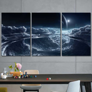Planets Space Clouds Framed Canvas Home Decor Wall Art Multiple Choices 1 3 4 5 Panels
