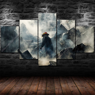 Firefighter Hero Rubble Five Piece Canvas - The Force Gallery