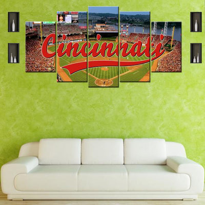 Cincinnati Reds Baseball Stadium Five Piece Canvas - The Force Gallery