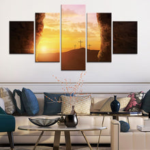 Crosses Sunset East Christianity Five Piece Canvas Wall Art Home Decor Multi Panel 5 - The Force Gallery