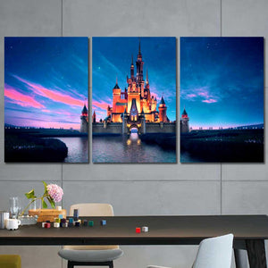 Walt Disney World Castle Framed Canvas Home Decor Wall Art Multiple Choices 1 3 4 5 Panels