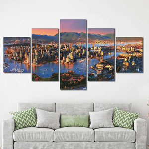 Vancouver City Canada Beautiful Framed Canvas Home Decor Wall Art Multiple Choices 1 3 4 5 Panels