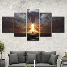 Dragon Fire Fantasy Framed Canvas Home Decor Wall Art Multiple Choices 1 3 4 5 Panels