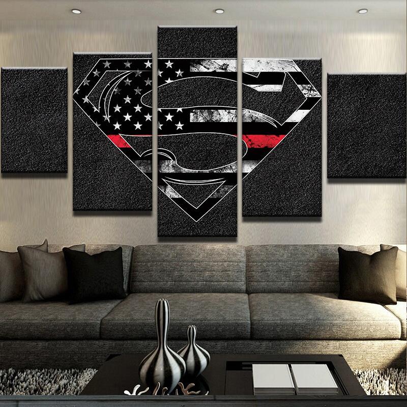 Superman American Flag Canvas Five Piece Wall Art - The Force Gallery