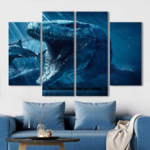 Jurassic Dinosaur White Shark Framed Canvas Home Decor Wall Art Multiple Choices 1 3 4 5 Panels
