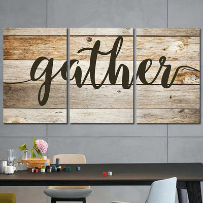 Gather Family Living Room Framed Canvas Home Decor Wall Art Multiple Choices 1 3 4 5 Panels