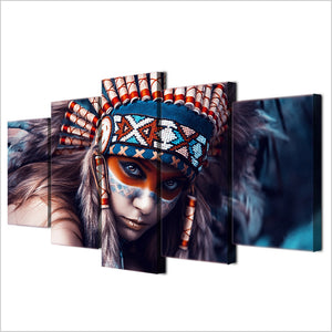 Native American Colorful Indian Woman Canvas - The Force Gallery
