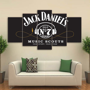 Jack Daniels Whiskey Old Number 7 Music Stage Canvas Large Framed Five Piece - The Force Gallery