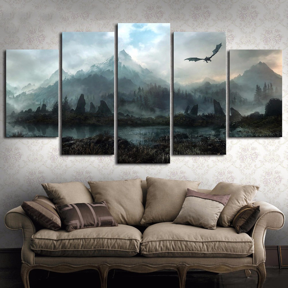 Dragon Game of Thrones Landscape Fire and Ice Canvas Wall Art Home ...