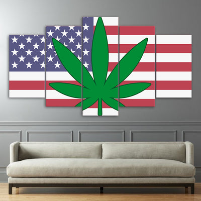Marijuana Hemp American Flag Canvas - The Force Gallery