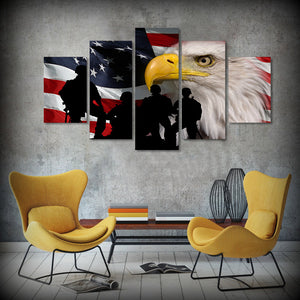 American Flag Bald Eagle Soldiers Canvas - The Force Gallery