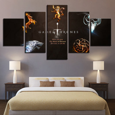 Game of Thrones Families Sigil Live or Die Five Piece Canvas Wall Art Home Decor - The Force Gallery