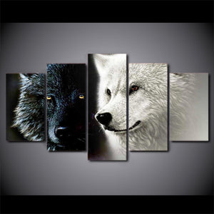 Black and White Wolves Nature Wildlife Canvas - The Force Gallery
