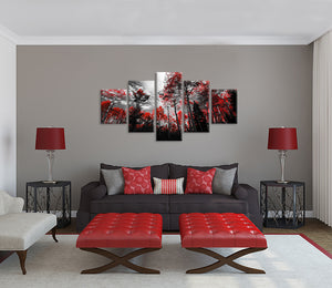 Forrest Red Trees Five Piece Canvas - The Force Gallery