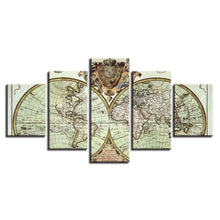 Old World Map Retro Vintage Five Piece Canvas Wall Art Home Decor - The Force Gallery