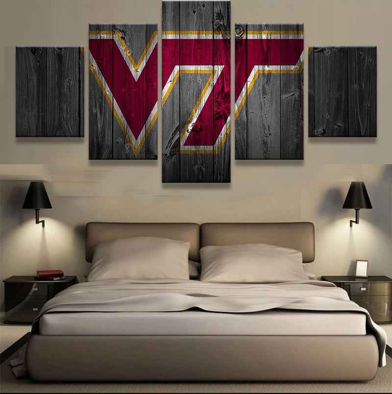 Virginia Tech Hokies College Football Canvas Barnwood Style - The Force Gallery