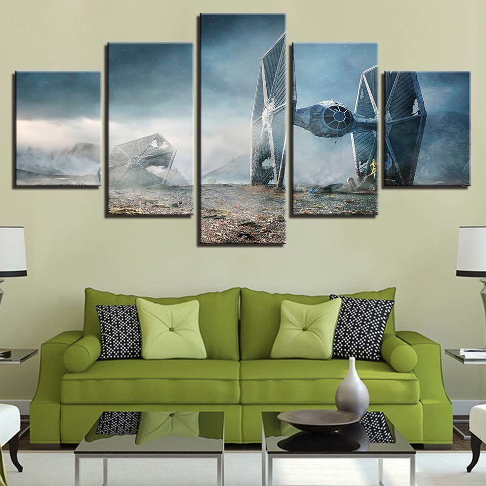 Star Wars Tie Fighter Graveyard Canvas 5 Piece Canvas Home Decor - The Force Gallery
