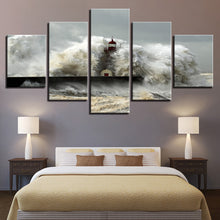 Lighthouse Crashing Waves Ocean Five Piece Canvas - The Force Gallery
