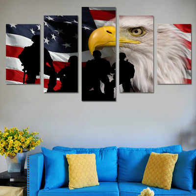 American Flag Bald Eagle Soldiers Canvas - The Force Gallery