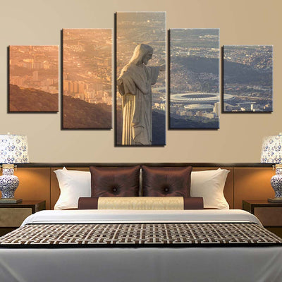 Jesus Christ The Redeemer Statue Brazil Canvas Five Piece Wall Art Home Decor - The Force Gallery
