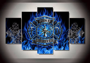 Firefighter Emblem Symbol Five piece Canvas 5pc - The Force Gallery