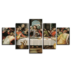 The Last Supper Jesus Christ Disciples Christianity Five Piece Canvas Wall Art Home Decor Multi Panel 5 - The Force Gallery