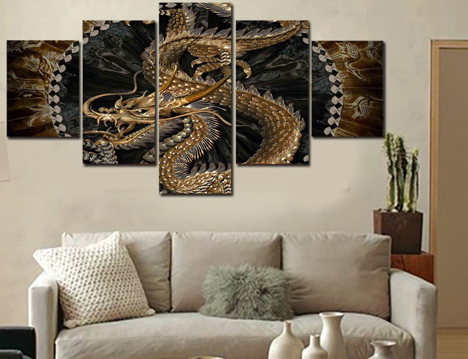 Golden Dragon Wall Canvas - A Legendary Creature For Your Home | The ...