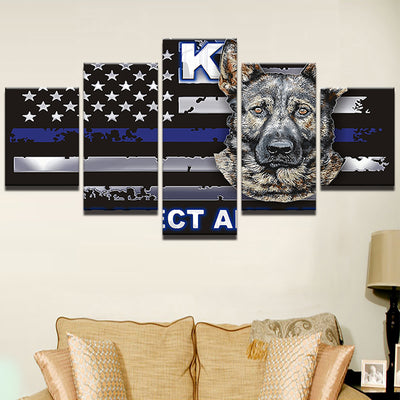 K-9 Police Blue Line Framed Canvas Swat - The Force Gallery