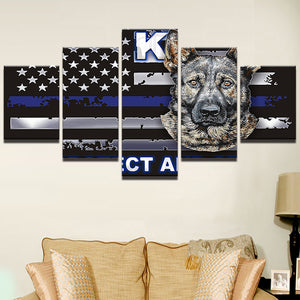 K-9 Police Blue Line Framed Canvas Swat - The Force Gallery